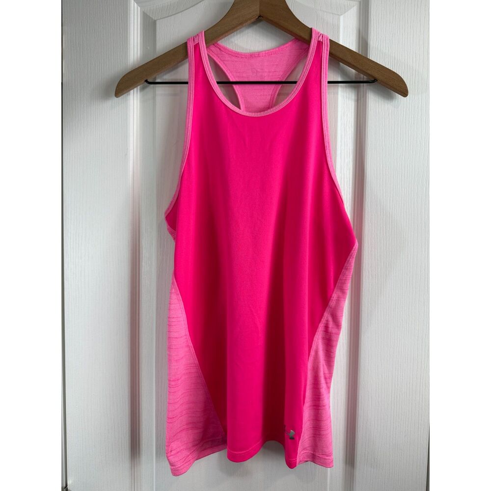 Under Armour Womenโs Small Pink Racerback Athletic Tank Top HeatGear Style